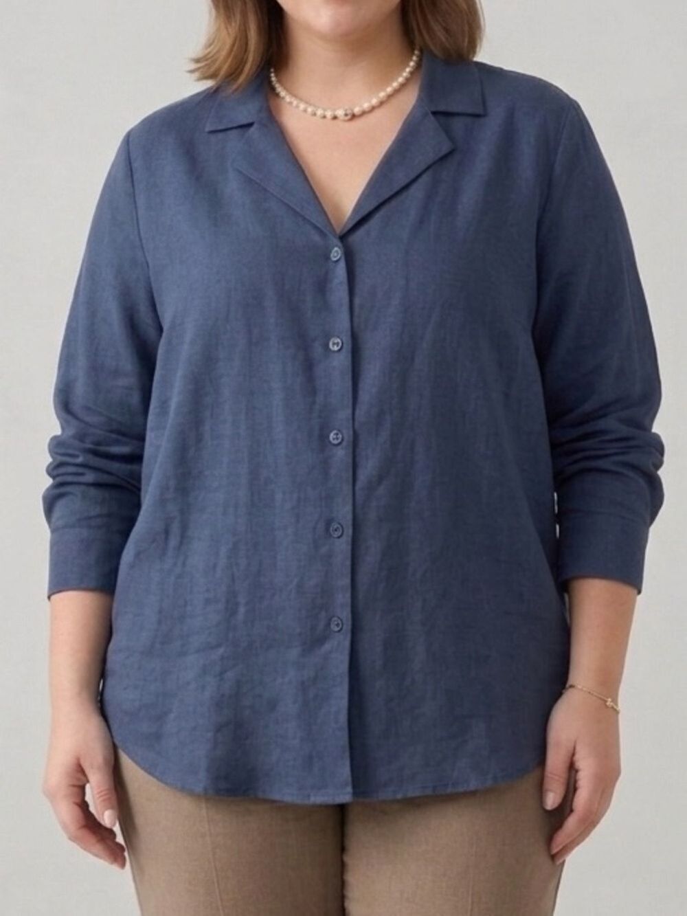 NWT PENMANS Light Blue Linen Button Front Shirt Plus size XL